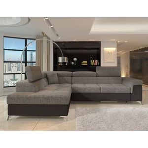 Coltar extensibil stanga 4 locuri ELTAP, ERI-43, Eridano, 275x202x88 cm, lemn/poliester, gri/negru imagine