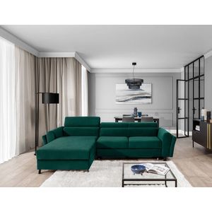 Coltar extensibil stanga 4 locuri ELTAP, Mari-06, Mariall, 288x200x92 cm, lemn/poliester, verde inchis imagine