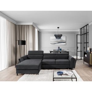 Coltar extensibil stanga 4 locuri ELTAP, Mari-08, Mariall, 288x200x92 cm, lemn/poliester, gri inchis imagine