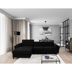 Coltar extensibil stanga 4 locuri ELTAP, Mari-16, Mariall, 288x200x92 cm, lemn/poliester, negru imagine