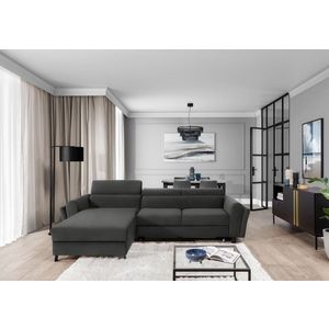 Coltar extensibil stanga 4 locuri ELTAP, Mari-17, Mariall, 288x200x92 cm, lemn/poliester, gri inchis imagine