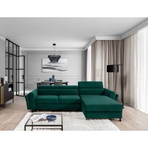 Coltar extensibil dreapta 4 locuri ELTAP, Mari-30, Mariall, 288x200x92 cm, lemn/poliester, verde inchis imagine