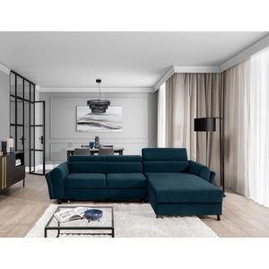 Coltar extensibil dreapta 4 locuri ELTAP, Mari-31, Mariall, 288x200x92 cm, lemn/poliester, albastru inchis imagine