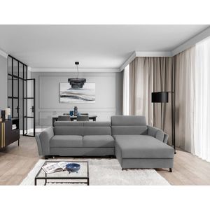 Coltar extensibil dreapta 4 locuri ELTAP, Mari-38, Mariall, 288x200x92 cm, lemn/poliester, gri imagine