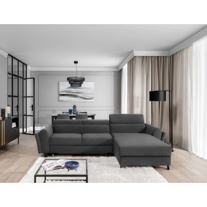 Coltar extensibil dreapta 4 locuri ELTAP, Mari-39, Mariall, 288x200x92 cm, lemn/poliester, gri inchis imagine