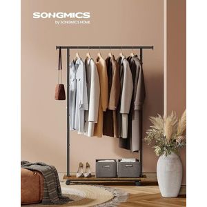 Suport mobil pentru umerase Wide, Songmics, 98.5x35x160.3 cm, max 50 kg, PAL/otel, maro/negru imagine