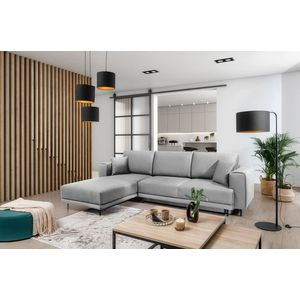Coltar extensibil stanga 4 locuri ELTAP, LT-03NU, Dalia, 289x190x95 cm, lemn/poliester, gri deschis imagine