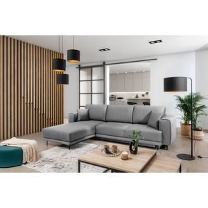 Coltar extensibil stanga 4 locuri ELTAP, LT-04NU, Dalia, 289x190x95 cm, lemn/poliester, gri imagine