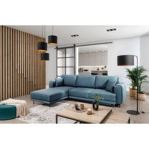 Coltar extensibil stanga 4 locuri ELTAP, LT-100VE, Dalia, 289x190x95 cm, lemn/poliester, albastru deschis imagine