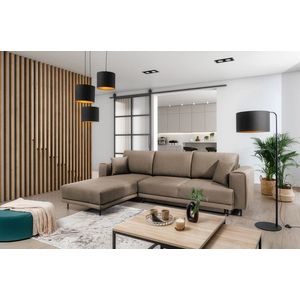 Coltar extensibil stanga 4 locuri ELTAP, LT-20NU, Dalia, 289x190x95 cm, lemn/poliester, maro deschis imagine