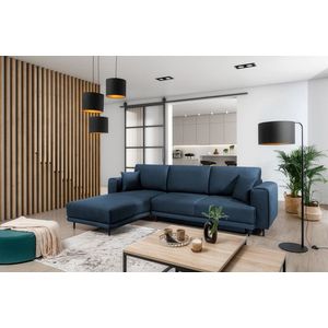 Coltar extensibil stanga 4 locuri ELTAP, LT-40NU, Dalia, 289x190x95 cm, lemn/poliester, albastru inchis imagine