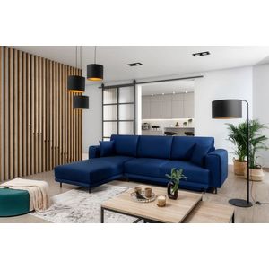 Coltar extensibil stanga 4 locuri ELTAP, LT-40VE, Dalia, 289x190x95 cm, lemn/poliester, albastru imagine