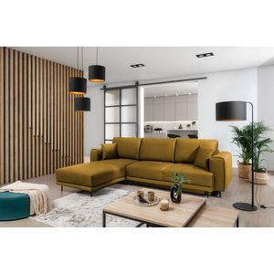 Coltar extensibil stanga 4 locuri ELTAP, LT-45NU, Dalia, 289x190x95 cm, lemn/poliester, mustar imagine