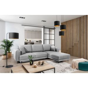 Coltar extensibil dreapta 4 locuri ELTAP, RT-03NU, Dalia, 289x190x95 cm, lemn/poliester, gri deschis imagine