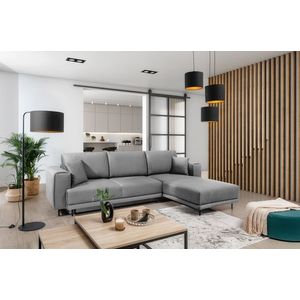 Coltar extensibil dreapta 4 locuri ELTAP, RT-04NU, Dalia, 289x190x95 cm, lemn/poliester, gri imagine