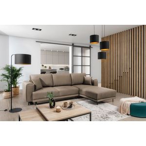 Coltar extensibil dreapta 4 locuri ELTAP, RT-20NU, Dalia, 289x190x95 cm, lemn/poliester, maro deschis imagine