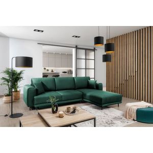 Coltar extensibil dreapta 4 locuri ELTAP, RT-35NU, Dalia, 289x190x95 cm, lemn/poliester, verde inchis imagine