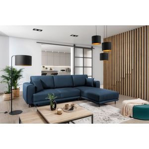 Coltar extensibil dreapta 4 locuri ELTAP, RT-40NU, Dalia, 289x190x95 cm, lemn/poliester, albastru inchis imagine