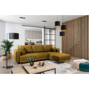 Coltar extensibil dreapta 4 locuri ELTAP, RT-45NU, Dalia, 289x190x95 cm, lemn/poliester, mustar imagine