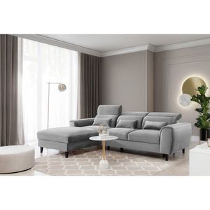 Coltar extensibil stanga 4 locuri ELTAP, Foble, 267x196x100 cm, lemn/poliester, gri deschis imagine