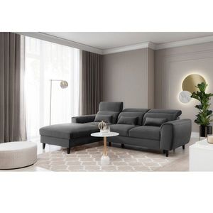 Coltar extensibil stanga 4 locuri ELTAP, Foble, 267x196x100 cm, lemn/poliester, gri inchis imagine