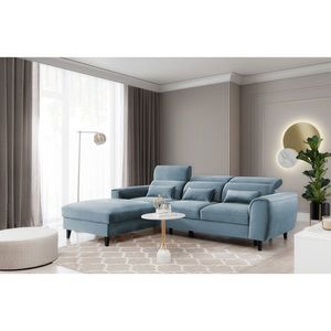 Coltar extensibil stanga 4 locuri ELTAP, Foble, 267x196x100 cm, lemn/poliester, albastru deschis imagine