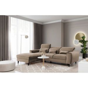 Coltar extensibil stanga 4 locuri ELTAP, Foble, 267x196x100 cm, lemn/poliester, maro deschis imagine