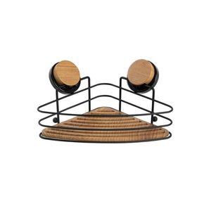 Etajera de colt pentru baie Leoma, Homla, 21x21x13 cm, metal/lemn, negru/maro imagine
