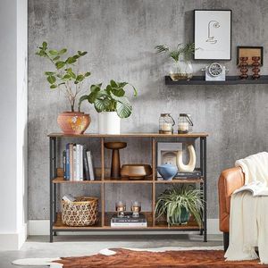 Biblioteca / consola, Vasagle, 120x33x80 cm, PAL/otel, maro rustic imagine