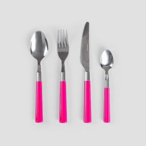 Set tacamuri pentru 4 persoane, 16 piese, Seashell, Homla, inox/plastic, roz imagine