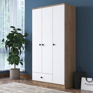 Dulap pentru haine, Rani, BA117, 90x170x42.5 cm, PAL, Nuc/Alb imagine