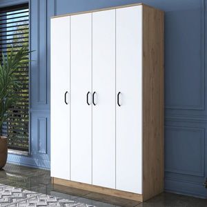 Dulap pentru haine, Rani, BA116, 120x190.8x47.3 cm, PAL, Nuc/Alb imagine