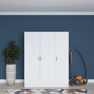 Dulap pentru haine, Rani, BA105, 145x181.8x55 cm, PAL, Alb imagine