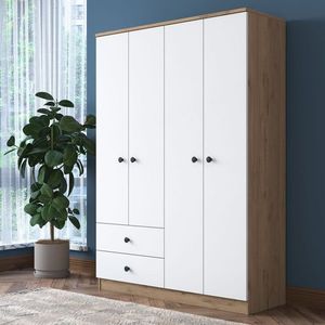 Dulap pentru haine, Rani, BA108 - 2067, 120 x 170 x 42.5 cm, pal melaminat, nuc/alb imagine