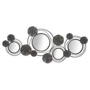 Decoratiune de perete cu oglinda 3D, Mauro Ferretti, 117x49 cm, fier, negru/gri imagine