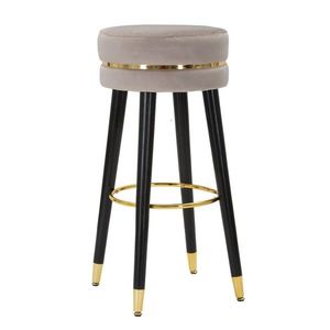 Scaun de bar Paris, Mauro Ferretti, Ø35x74 cm, lemn de pin/catifea, gri/auriu imagine