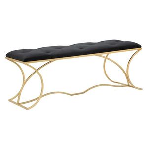 Bancheta Sunshine, Mauro Ferretti, 120x40x45 cm, catifea, negru/auriu imagine
