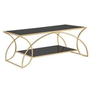 Masuta de cafea Sunshine, Mauro Ferretti, 110x60x45 cm, fier, negru/auriu imagine