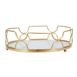 Tava pentru servire Glamy Circle, Mauro Ferretti, Ø 28X8.5 cm, fier, auriu imagine