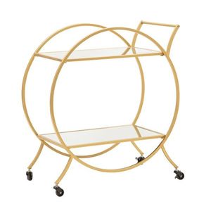 Carucior pentru servire Round, Mauro Ferretti, 70x36.5x78 cm, fier, auriu imagine