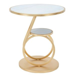 Masuta de cafea Ring Double, Mauro Ferretti, Ø 55x60 cm, fier, auriu imagine