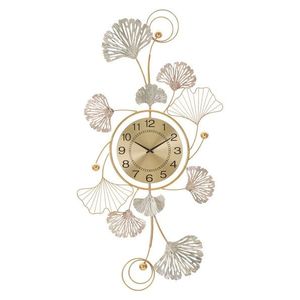 Decoratiune pentru perete cu ceas, Mauro Ferretti, Leavy, 52.5 x 3.5 x 102 cm, fier, multicolor imagine
