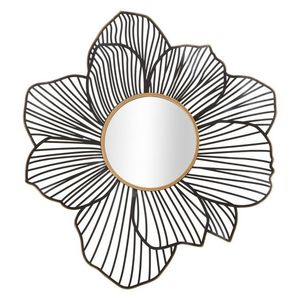 Oglinda decorativa, Mauro Ferretti, Osaka, 79 x 6 x 86.5 cm, fier/mdf/sticla, negru/auriu imagine
