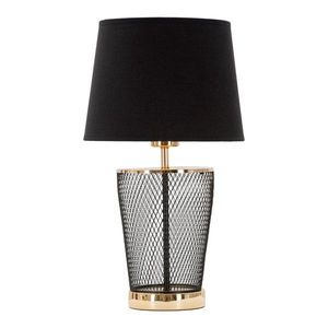 Veioza, Mauro Ferretti, Tower, 220 V, E27, max 40W, Ø 25 x 44 cm, fier/hartie/textil, negru/auriu imagine
