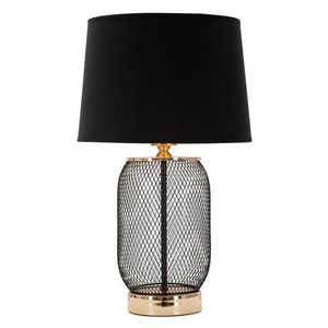 Veioza, Mauro Ferretti, Chaine, 220 V, E27, max 40W, Ø 28 x 47 cm, fier/hartie/textil, negru/auriu imagine