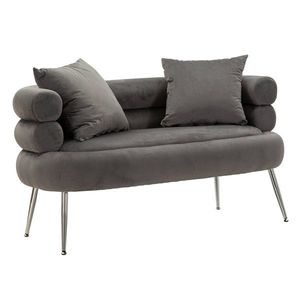 Canapea 2 locuri cu perne Silvery, Mauro Ferretti, 133x68x69 cm, lemn de pin/catifea, gri/argintiu imagine