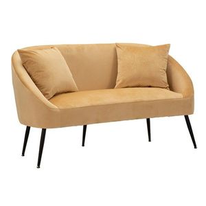 Canapea 2 locuri cu perne Browy, Mauro Ferretti, 137x69x79 cm, lemn de pin/poliester, maro/negru imagine