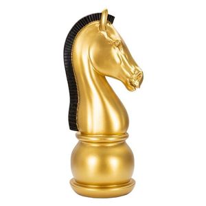 Statueta decorativa / Piesa de sah Cal, Gold Horse, Mauro Ferretti, Ø18.5 x 50 cm, polirasina, auriu/negru imagine