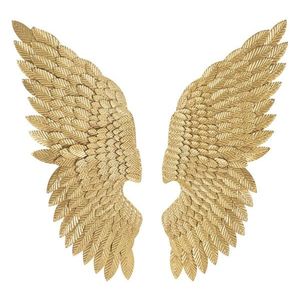Set 2 decoratiuni de perete, Wings Beauty, Mauro Ferretti, 37 x 100 cm, fier, auriu imagine