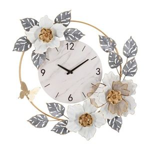Ceas de perete Flowers, Mauro Ferretti, 64 x 64 cm, fier, multicolor imagine